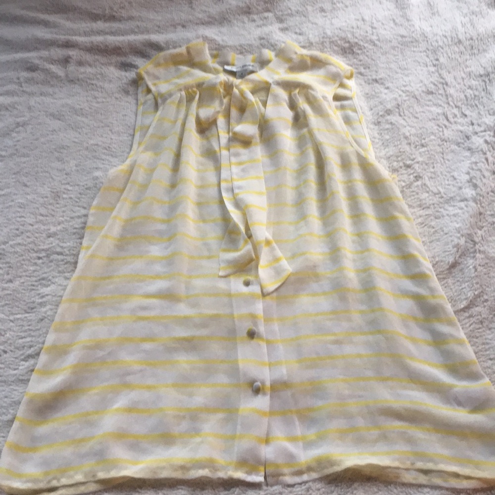 Banana republic striped pussy bow sleeveless blous